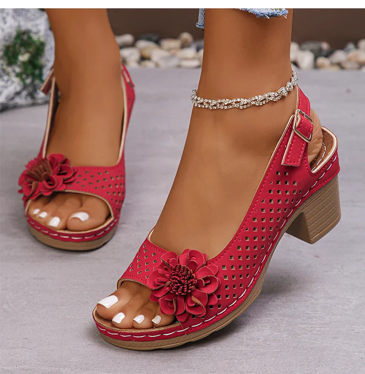 Women's Sandals Sweet Heels Sandals Summer Woman Shoes Fashion Heeled Sandalias Mujer Elegant Shoes Summer Footwear Women 2025 Good Vibrations