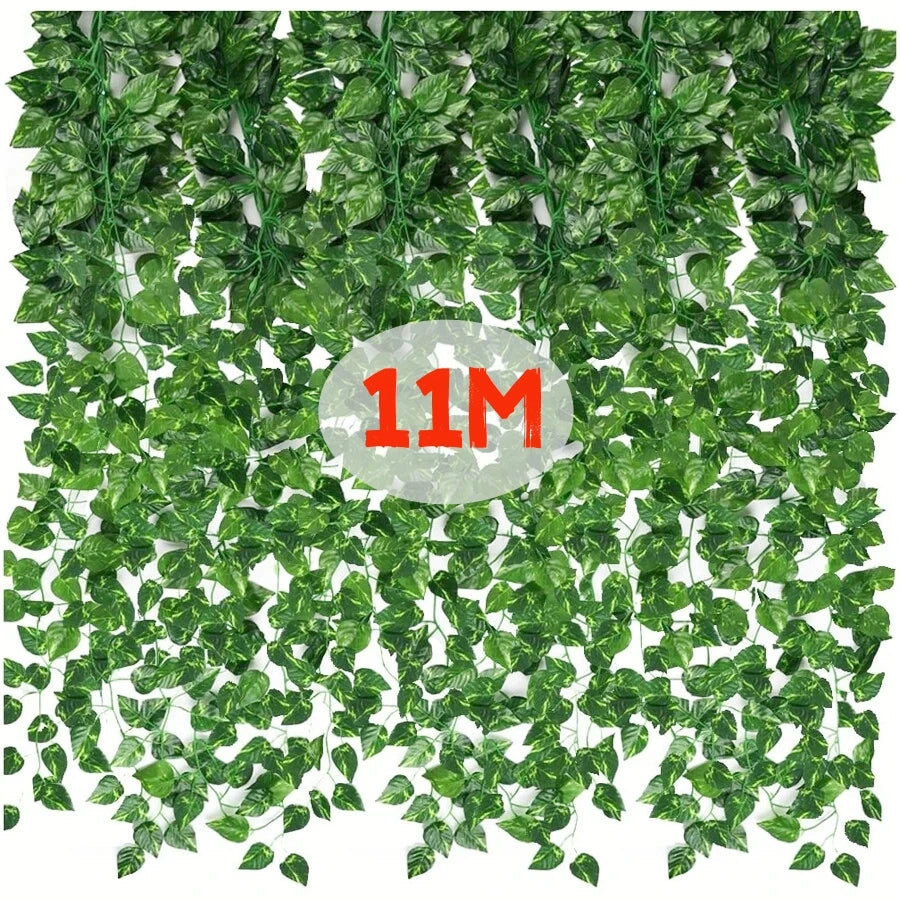 11/4.4M Artificial Plant Green Ivy Leaf Garland Fake Plant Creeper Hanging Vine Outdoor DIY Garden Wall Wedding Party Home Decor Good Vibrations