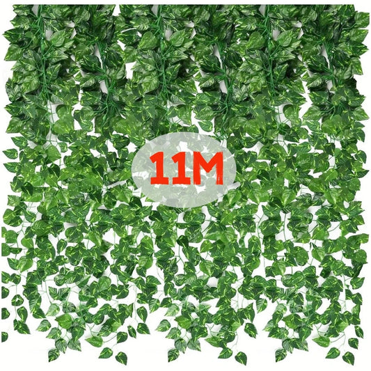 11/4.4M Artificial Plant Green Ivy Leaf Garland Fake Plant Creeper Hanging Vine Outdoor DIY Garden Wall Wedding Party Home Decor Good Vibrations