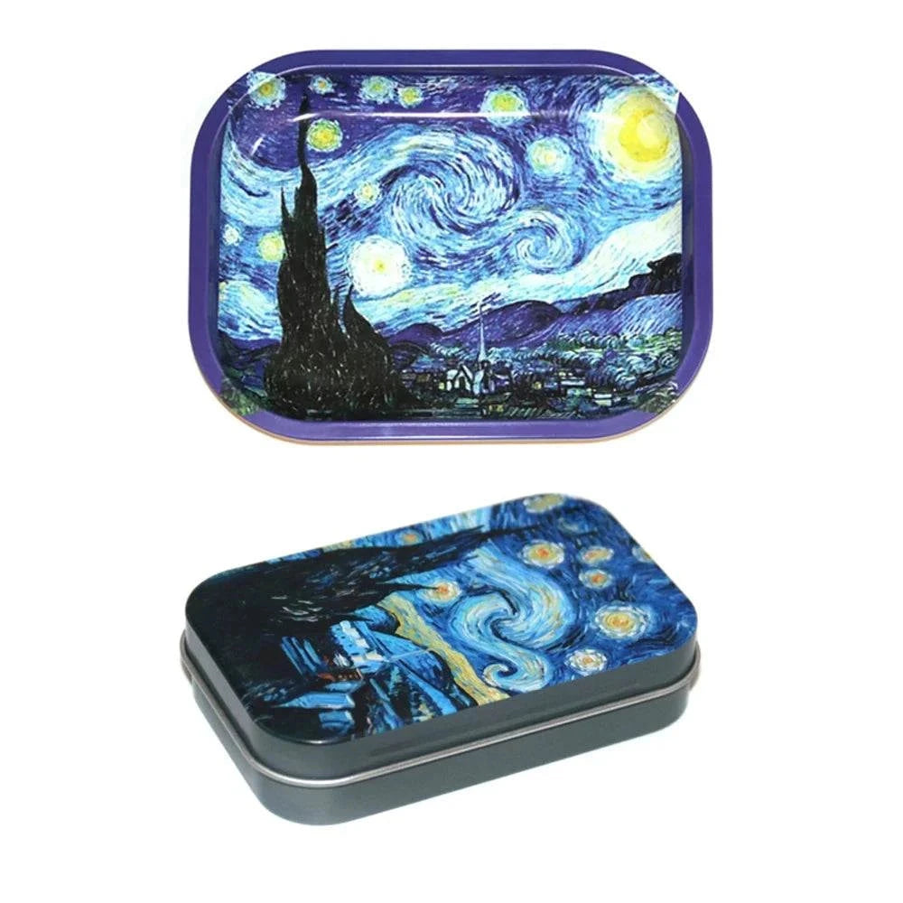 18*14cm Metal Rolling Storage Tray with  TinPlate Storage Box Tobacco Cigarettes Cases Holder Smoking Accessories Good Vibrations Adult Super Store