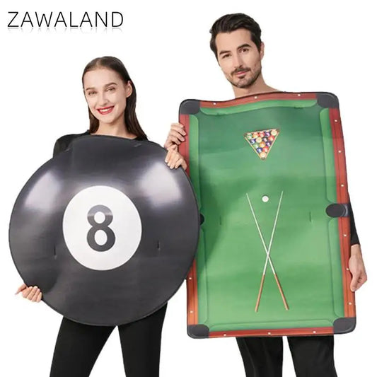 Couple wearing Zawaland table tennis-themed cosplay jumpsuits for party or carnival event