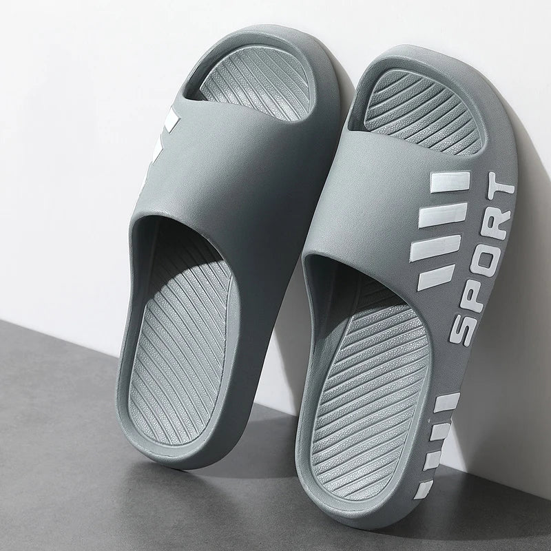 Summer Fashion Slippers For Men Indoor Outdoor Sandals Beach Flip Flop Thick Sole Male Slides Summer Non-Slip Men Shower Slipper Good Vibrations