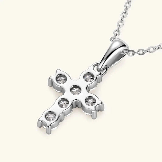 Cross Necklace Pendant Moissanite Diamond 925 Silver Woman Accessories Friendship Gift Catholic Christian Fine Jewelry
