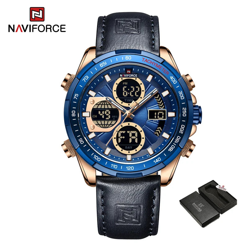 New NAVIFORCE Watches for Men Leather Mens Military Sport Waterproof Watch Quartz WristWatch Chronograph Male Clock Good Vibrations