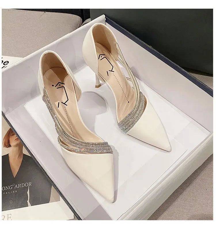 Women Evening Party High Heels New Pumps Elegant Ladies Pointed To Black Strappy Stripper Shoes for Women Good Vibrations