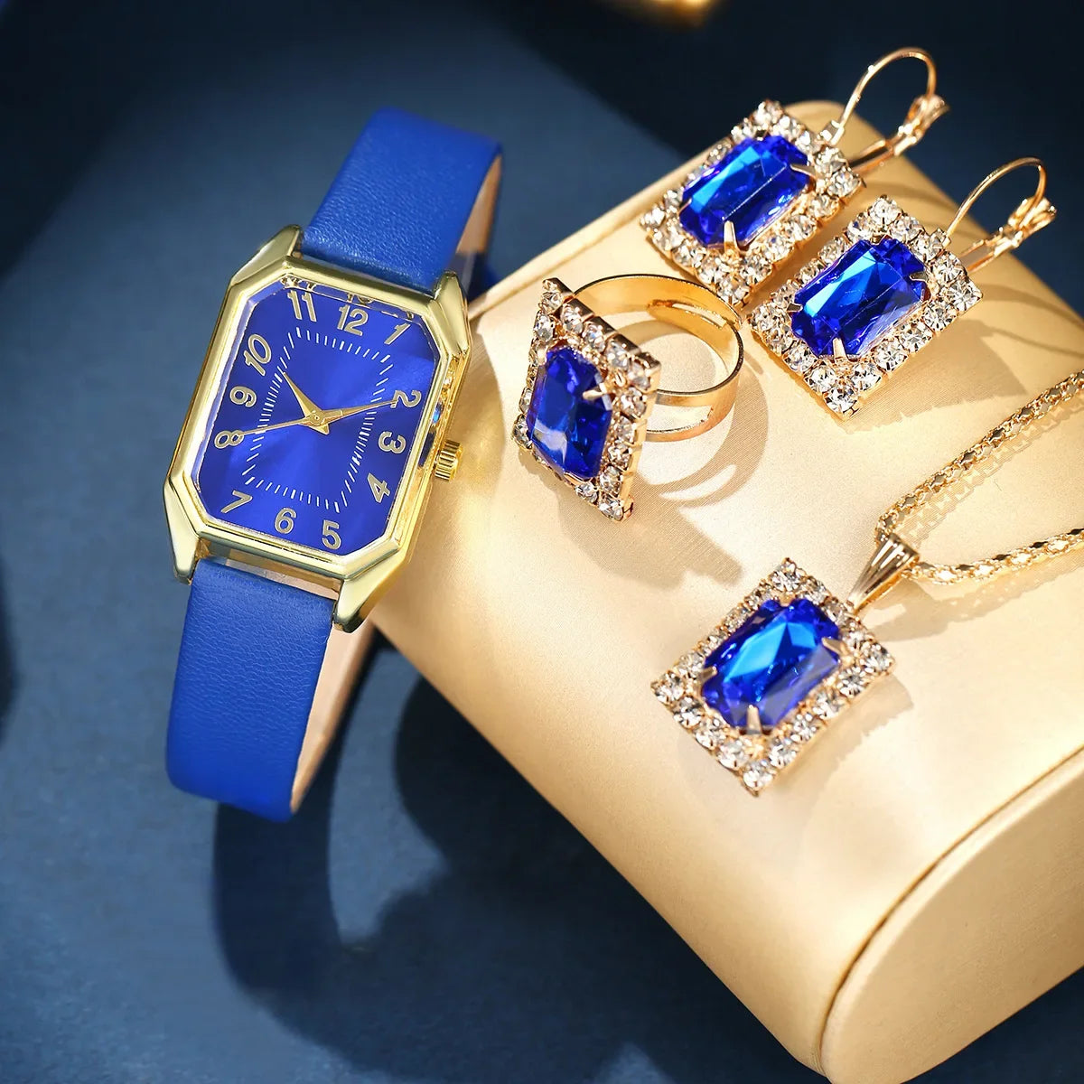 6/5/1PCS Luxury Fashion Square Women's Watches Brand Ladies Quartz Wristwatch Jewelry Set Classic Simple Femme Relogio Feminino Good Vibrations