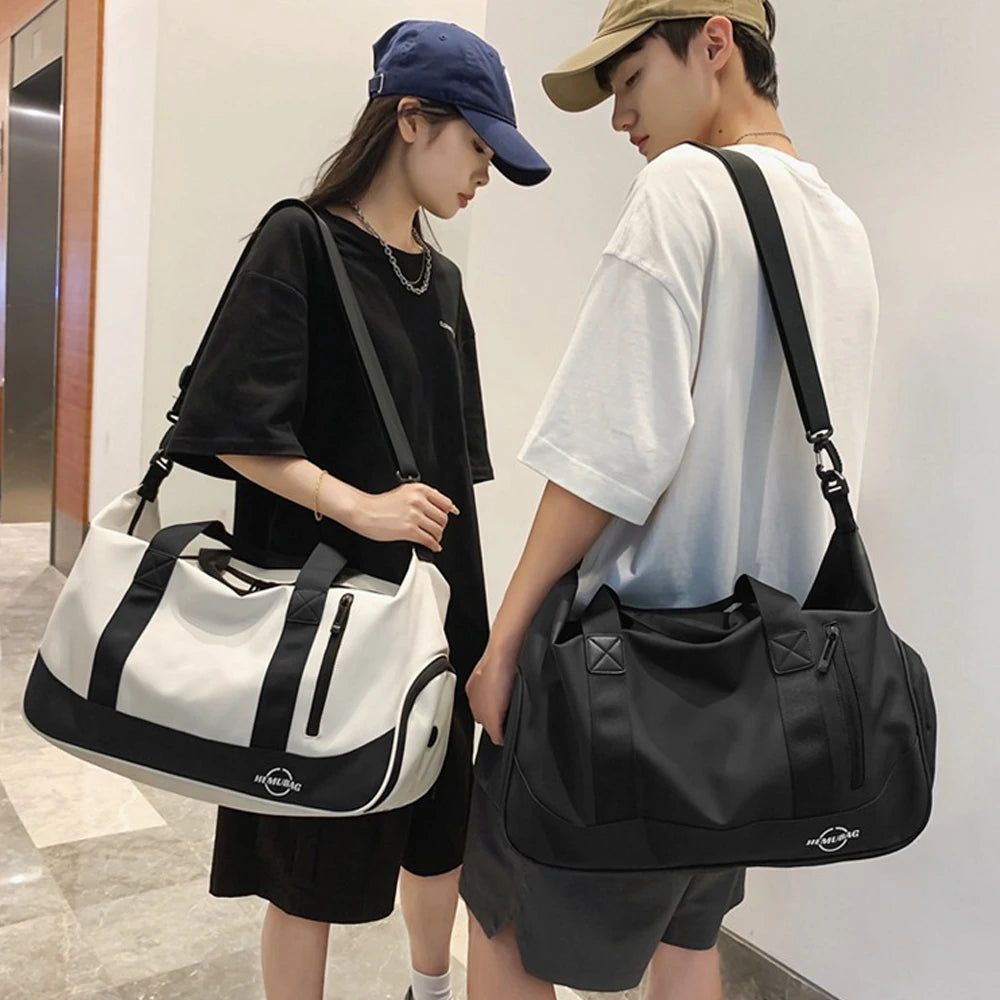 1PCS Gym Duffle Bag with Shoe & Wet Compartments, Multiple Pockets, Adjustable Shoulder Strap for Sports, Travel,Fitness,Workout Good Vibrations