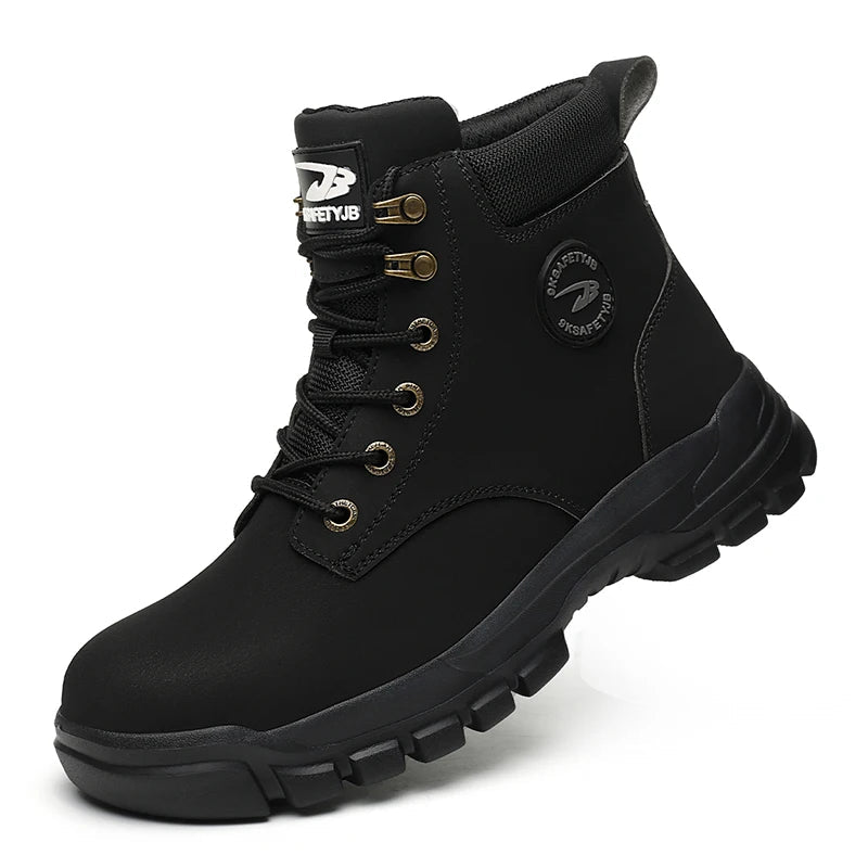 High Top Men Work Shoes Anti-Puncture Anti-smash Work Sneakers Slip Resistant Comfortable Soft Water Resistant Work Hiking Boots Good Vibrations