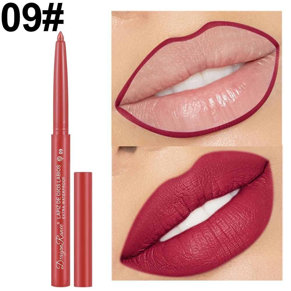 Lip Liner Lipstick Pen Waterproof Long-Lasting Hook Line Lip Pencil Matte Matte Beginner Automatic Lip Liner Bean Paste Color Hook Pen Automatic Rotating Lip Liner Good Vibrations