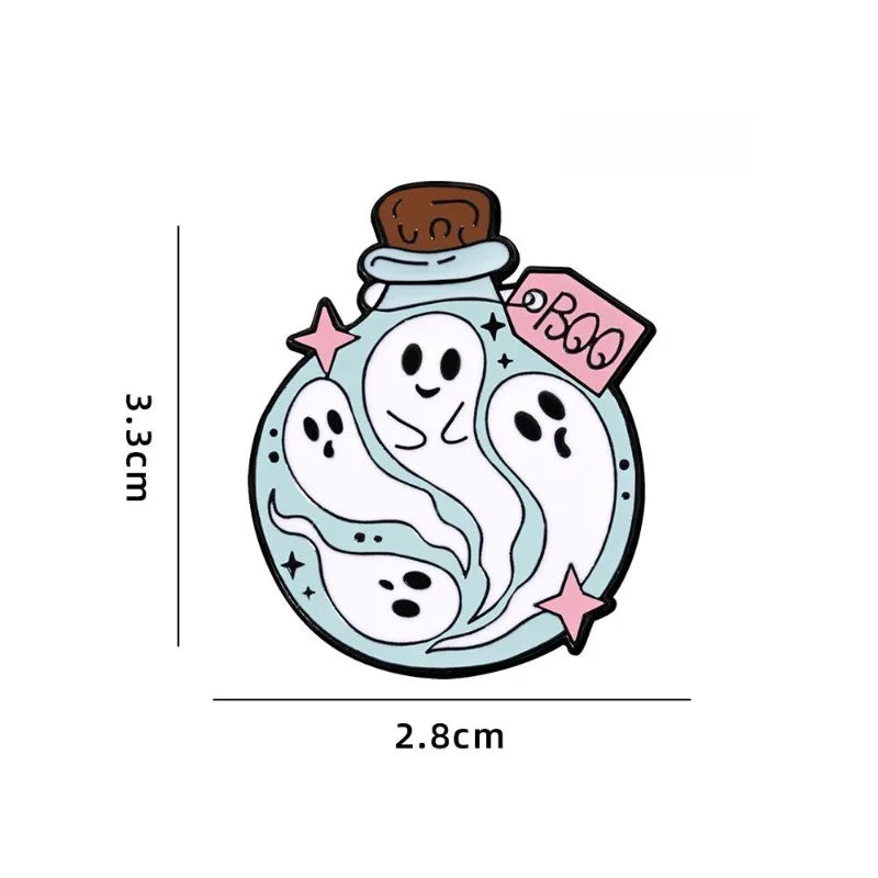 Halloween Badges Spooky Night Party Accessories White Ghost Alloy Brooch for Costume Decor Jacket Pin Halloween Party Gifts Enamel Pins Good Vibrations