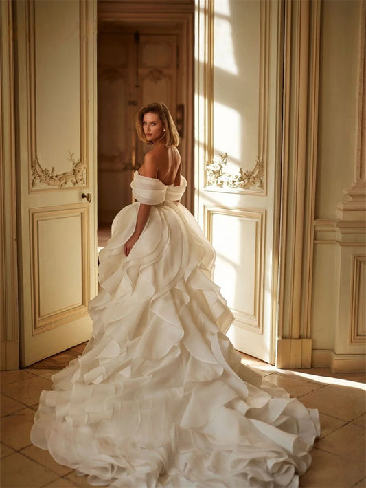 Elegant Off Shoulder Wedding Dress 2025 Charming Chiffon Bridal Gown Good Vibrations