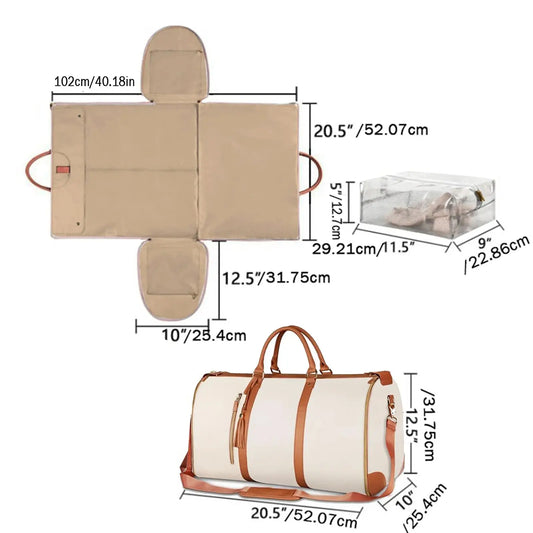 1pc Foldable Women's Travel Convenient Carry-on Clothing Bag Large PU Leather Duffel Bag Women's Business Travel Bag Good Vibrations