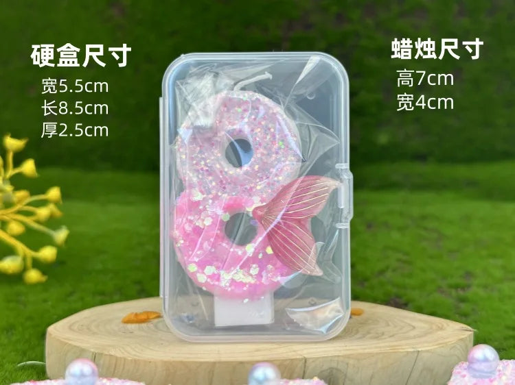 Digital Birthday Candles Party Decoration Birthday Pink Candles Sparkling Pink Beauty Fish Tail Wedding Boys Girls Gifts Number Good Vibrations