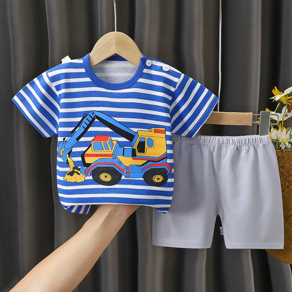 2PCS Children's Sets mother Kids Clothes Boys Girl T-shirt Shorts Summer Cotton Short sleeve Baby Children Clothing Toddler Suit Good Vibrations