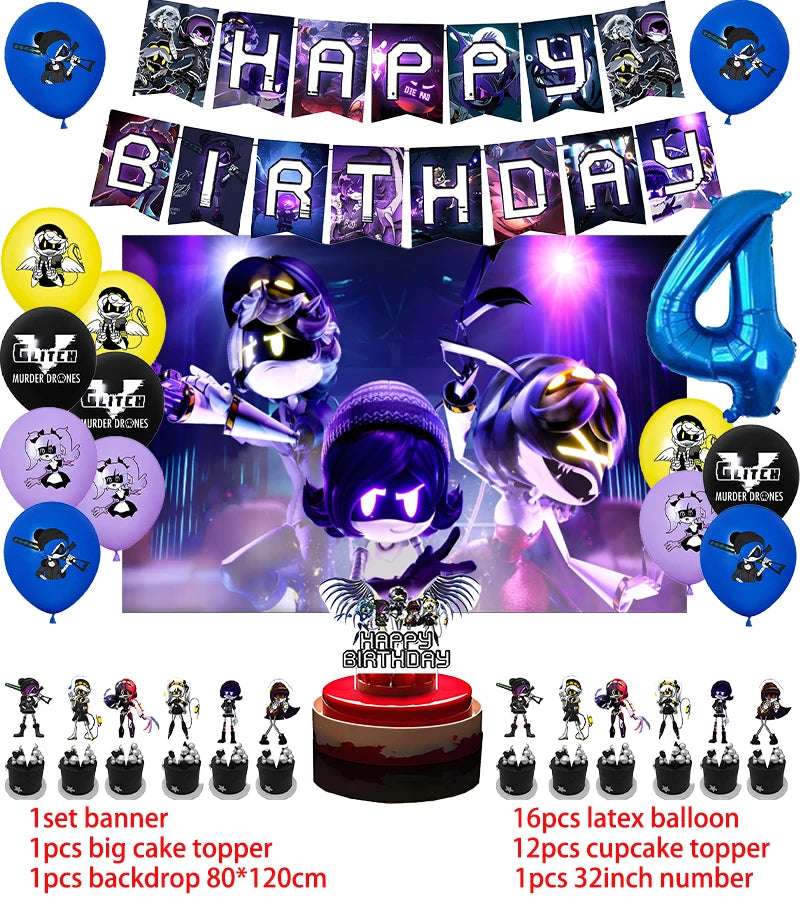 Murdered Drones Birthday Party Decoration Balloon Backdrop Cake Topper Murdered Drones Birthday Party Supplies Baby Shower Good Vibrations