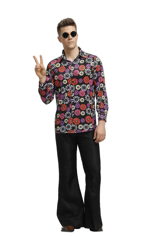 Halloween Cosplay Costumes 70s 80s Disco Couple Costume Vintage Hippies Costume Men Women Music Festival Party Fancy Dress Good Vibrations