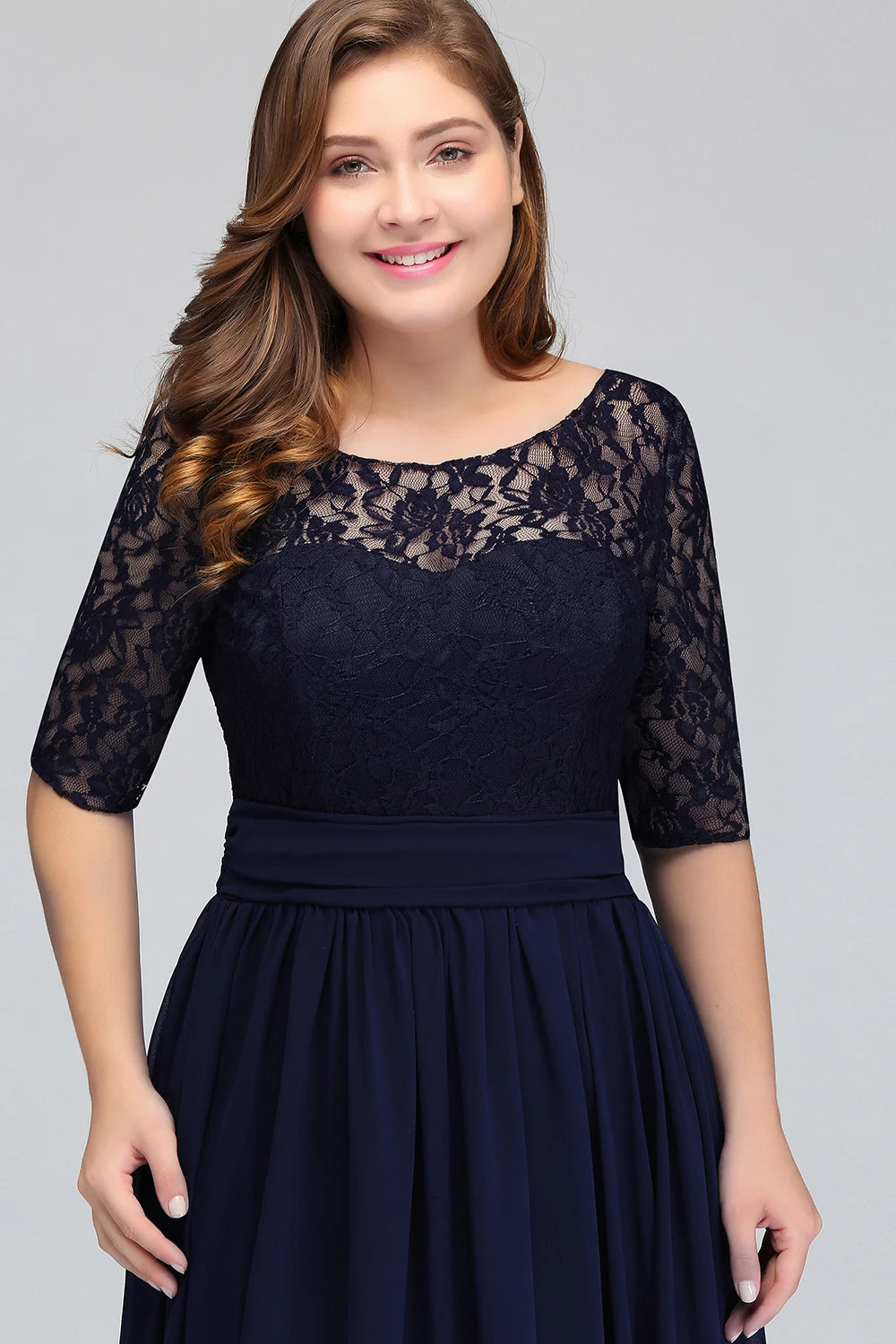 Women Plus Size Lace Chiffon Bridesmaid Dresses Long For Wedding Elegant A Line Evening Party Gown Guest Prom Vestidos De Soiree