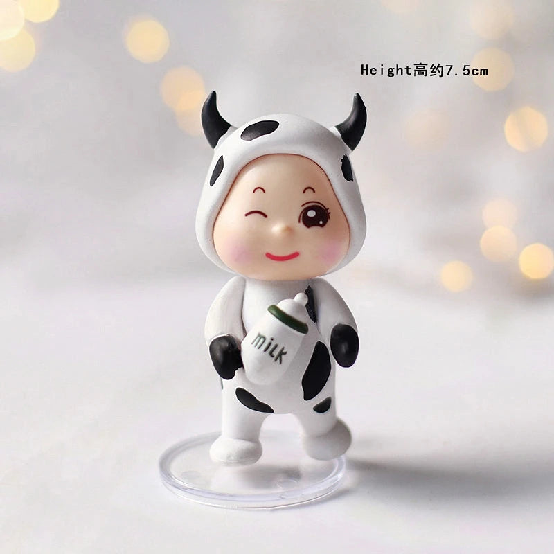 Child Happy Birthday Acrylic Cake Toppers Flag Pink Farm Happy Cow Baby Rabbit for Kid's Birthday Cake Party Supplies Gifts Good Vibrations