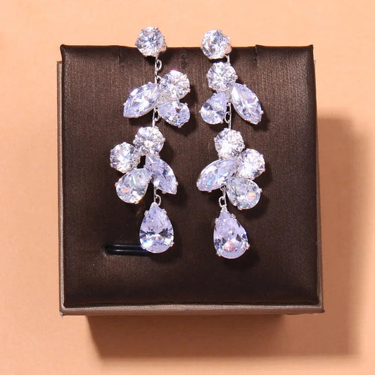 Zircon Wedding Earrings Luxury Bride Jewelry set Fashion Women's jewelry Gold Plated Accessory Good Vibrations