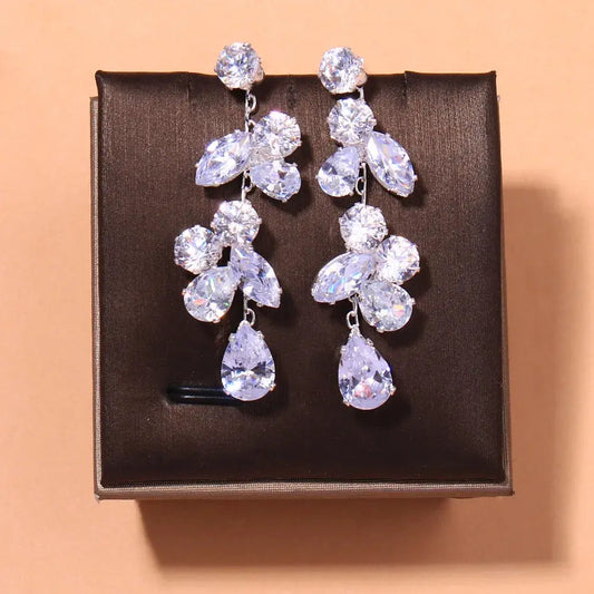 Zircon Wedding Earrings Luxury Bride Jewelry set Fashion Women's jewelry Gold Plated Accessory Good Vibrations