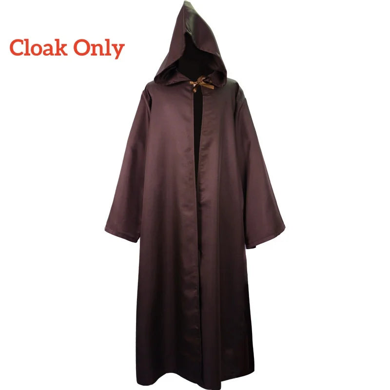 Obi Wan Kenobi Men's Costume Robe Adult Male Jedi Knight Tunic Costume Hooded Uniform Full Set Halloween Cosplay Cloak Good Vibrations