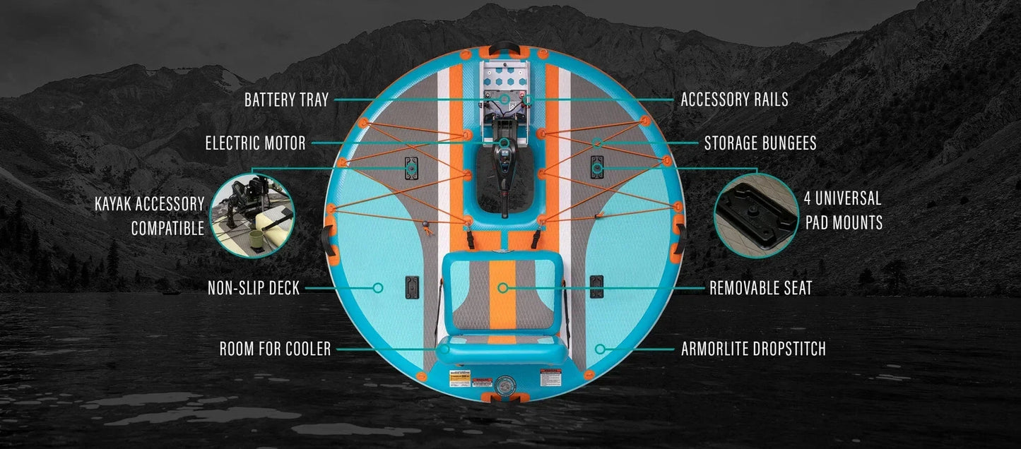 Single Seat Motorized Boat Small Round Drop Stitch Inflatable Fishing Motor Boat For River Lake Good Vibrations