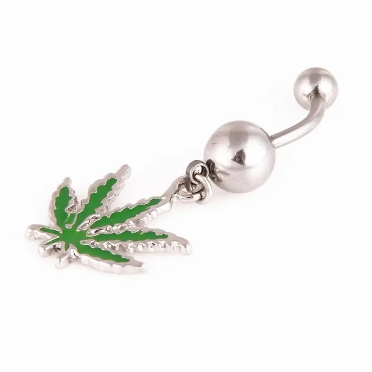 1/2pcs 316L Stainless Steel Leaf Belly Button Ring for Women, Green Maple Leaf Dangle Belly Barbell Navel Body Piercing Jewelry Good Vibrations Adult Super Store