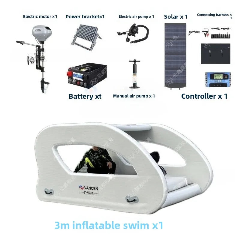 Water Inflatable Yacht Slide Portable Storage Outdoor Yacht Solar Perpetual Motion Machine Floating Bed Luya Hovercraft Good Vibrations