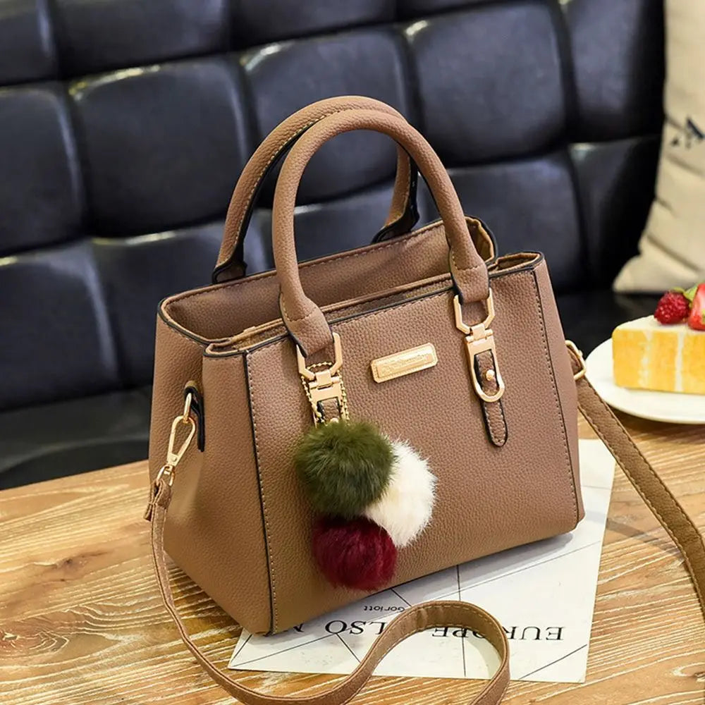 PU Leather Ladies HandBags Women Vintage Purse Plush Tassel Messenger Bags Tote Boston Shoulder Crossbody Bag Large Capacity Good Vibrations