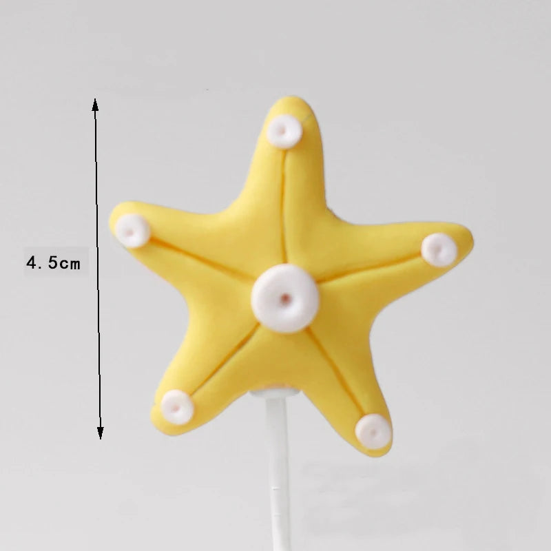 Mermaid Theme Cake Toppers Shell Starfish Fish Tail Children Girl Birthday Wedding Baby Shower Party Cake Decorations Supplies Good Vibrations