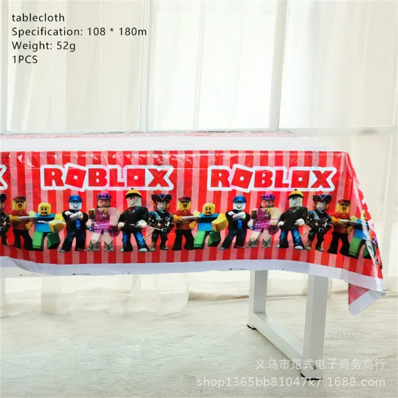 Game Roblox Cartoon Party Theme Birthday Supplies Balloon Banner Cake Topper Tableware Set Decorative Anime Peripheral Gifts Good Vibrations