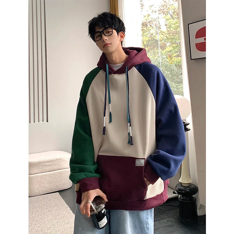 2024 Spring Men's Hoodie Sweatshirt Men Hooded Patchwork Daily Pullover Sports Streetwear Designer Autumn Clothing Hoodies Good Vibrations