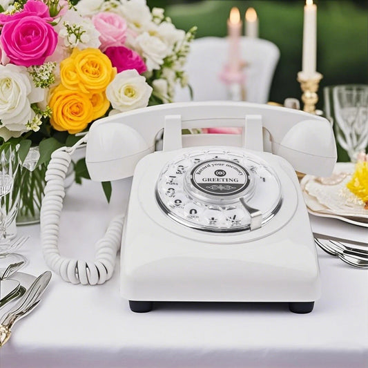 White Voice Recording Audio Guest Book – Guest Book Phone for Weddings, Bridal Showers, Anniversaries,Unique Wedding Gift Good Vibrations