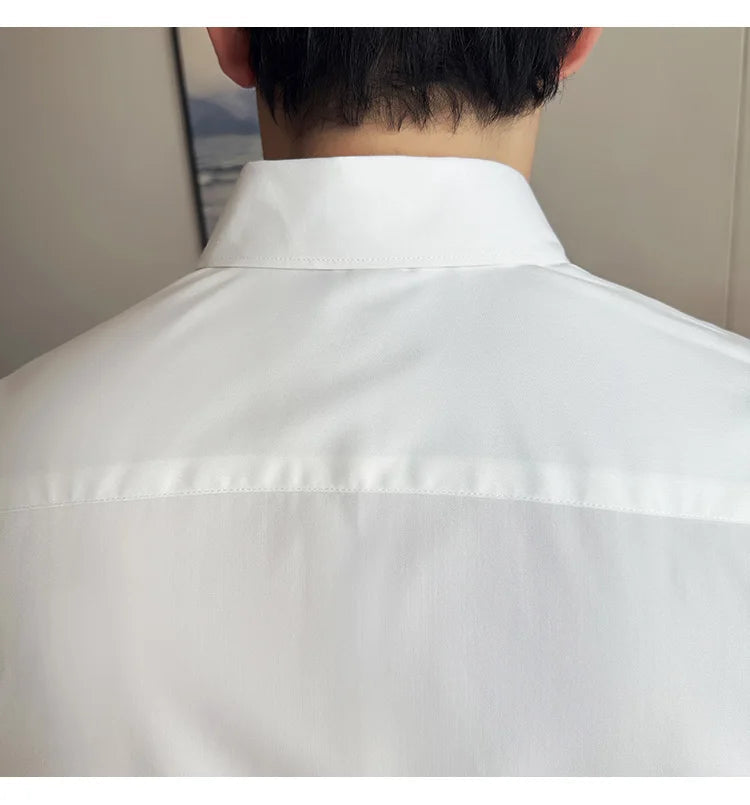 High Quality Versatile Business Casual Shirt Men Korean Fashion Long Sleeved Slim Fit Shirt Office Work Uniform Men Clothing 6XL Good Vibrations
