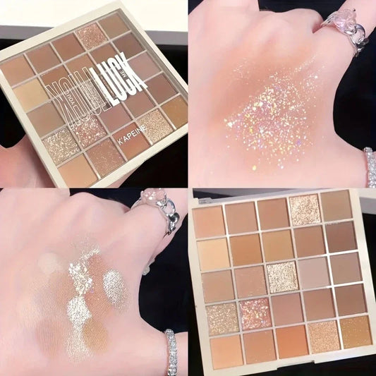25 Color eye shadow Palette - Matte and glossy finish, waterproof, earth tones, create amazing eye makeup Good Vibrations