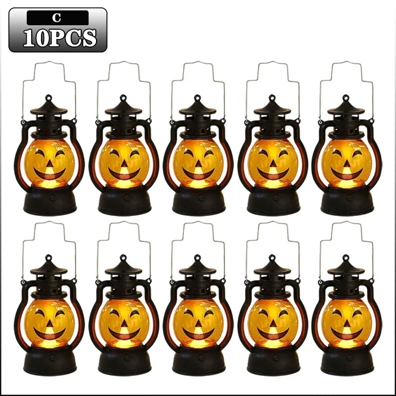 1-10PC Halloween Pumpkin Ghost Face Lamp Portable Skull Decoration Light for Bar Party Table Atmosphere Prop Halloween Decor Use Good Vibrations