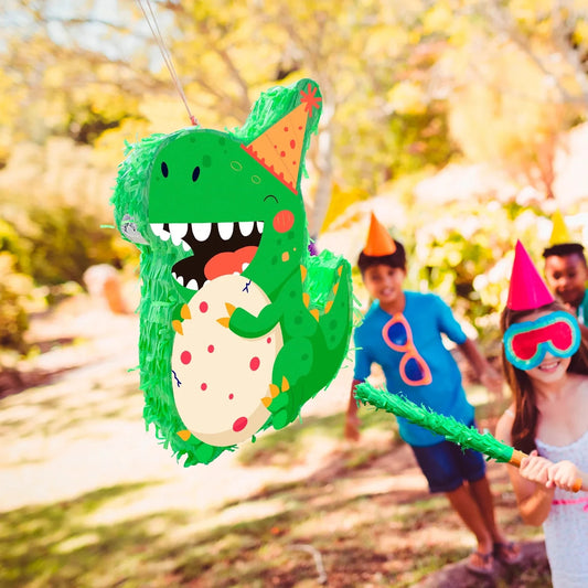 4 Pcs Dinosaur Party Pinata Set-Dinosaur Pinata Sticks Eye Masks etc Dinosaur Pinata Supplies for Dinosaur Party Decorations Good Vibrations