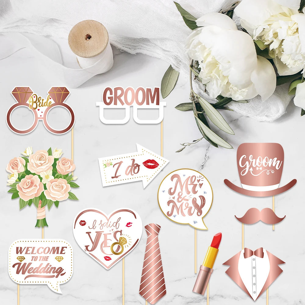 25pcs Funny Wedding Paper Photo Booth Props  Just Married Selfie Photobooth Bridal Shower Bachelorette Party Wedding Decoration Good Vibrations