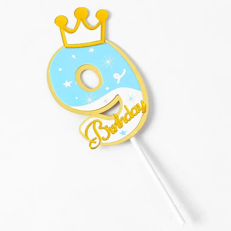 New Digital Decoration Happy Birthday Number Cake Insertion 0 1 2 3 4 5 6 7 8 9 Cake Topper Girls Boys Baby Party Supplies Decor Good Vibrations