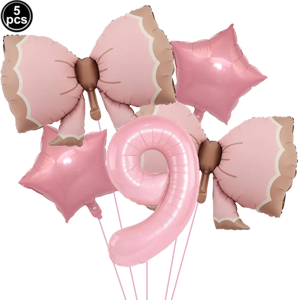 Pink Bow Birthday Party Supplies Disposable Bow Themed Tableware Set Engagement Wedding Girls Birthday Bachelorette Party Decor