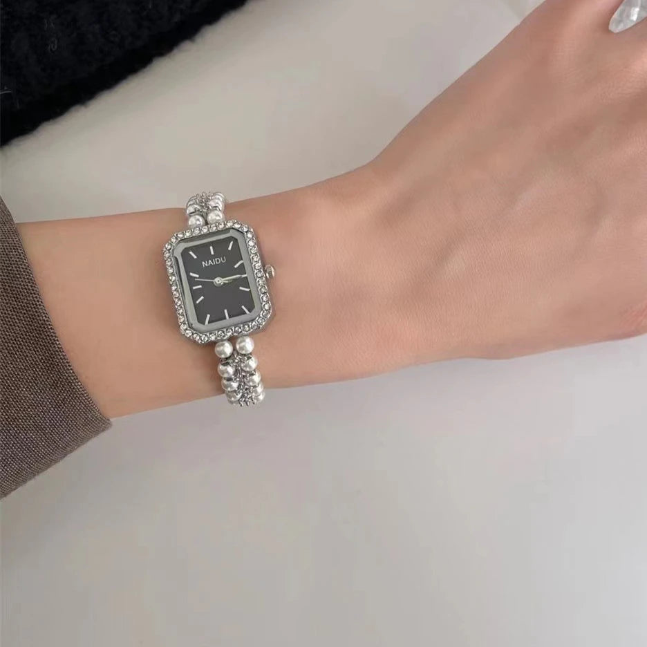 Pearl Studded Strap Women Watch Luxury Ladies Gift Bracelet Watch Fashion Quartz Wristwatches Dropshipping Relojes Para Mujer Good Vibrations