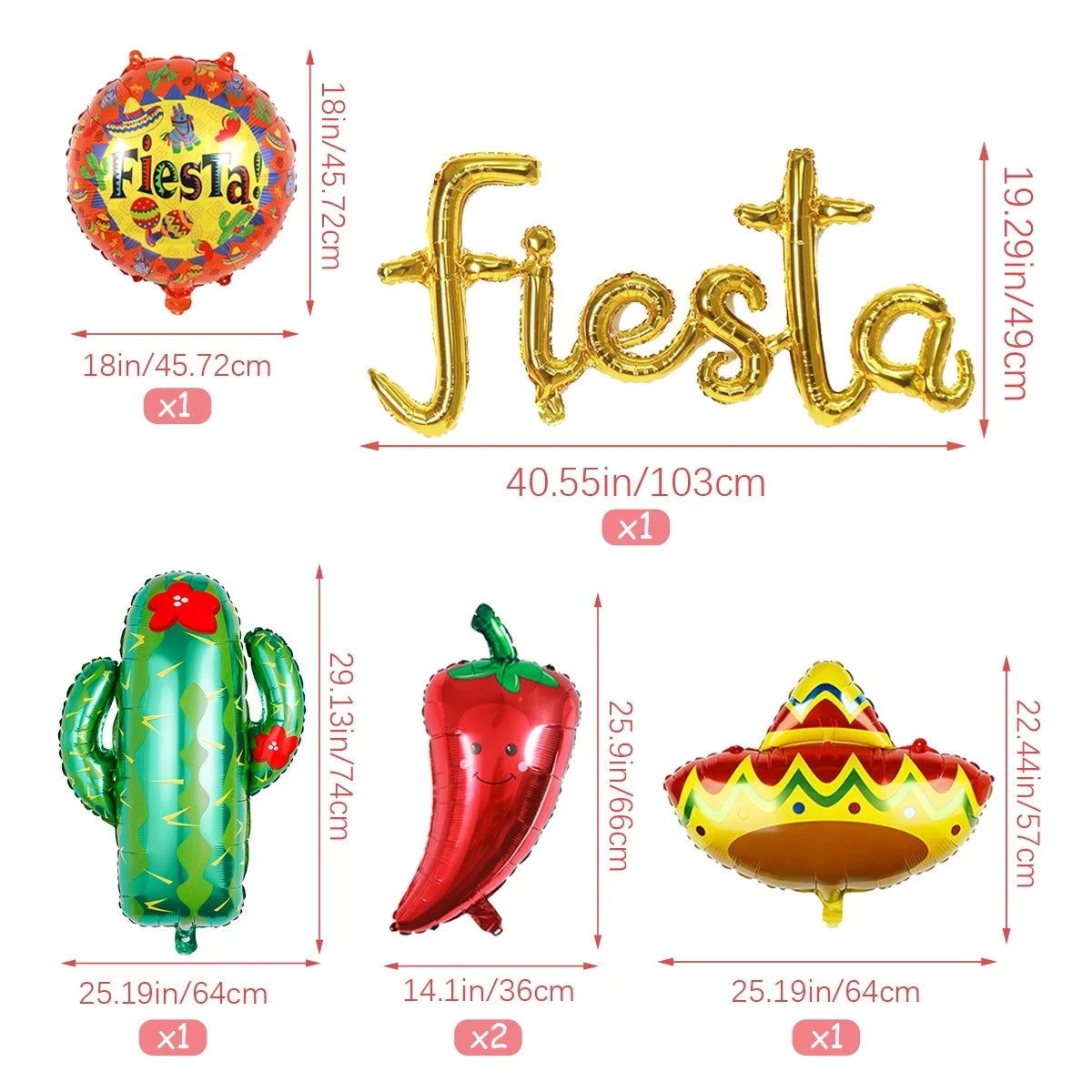 2025 Fiesta Party Decoration Balloons Mexican Fiesta Party Decorations Taco Luau Decorations Birthday Party Supplies Home Decor Good Vibrations