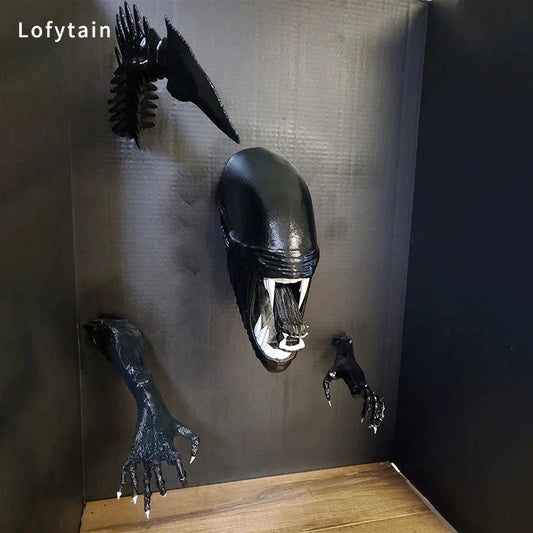Lofytain Alien Xenomoprh Wall Art Sculpture Statue Horror Alien Predator Sci-Fi Monster Beasts Decoration Halloween Gifts Props Good Vibrations