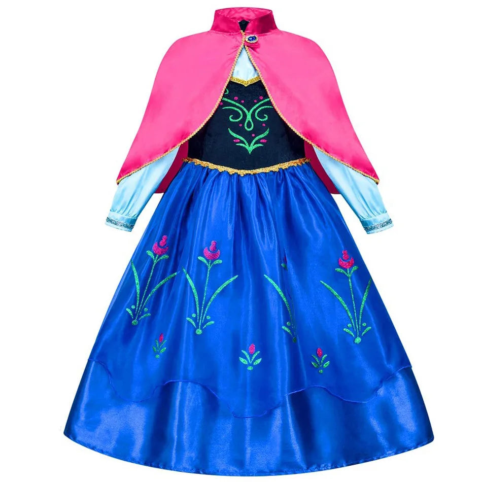 Disney Kids Princess Costume Elsa Anna Halloween Dress Girl Jasmine Moana Dinner Dress Rapunzel Mermaid Pageant Disguise 3-10Y Good Vibrations