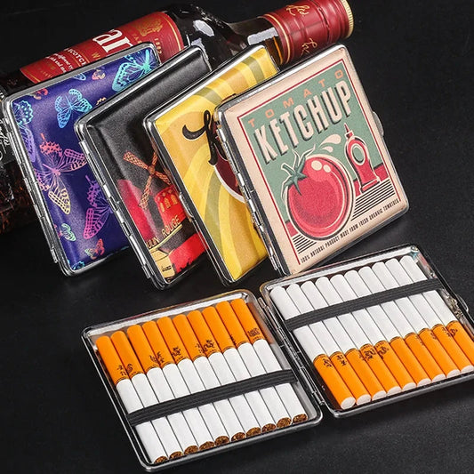 Fashion Cigarette Case 20 Pack Portable Leather Cigarette Holder Creative Personality Coarse Cigarette Storage Box Good Vibrations Adult Super Store