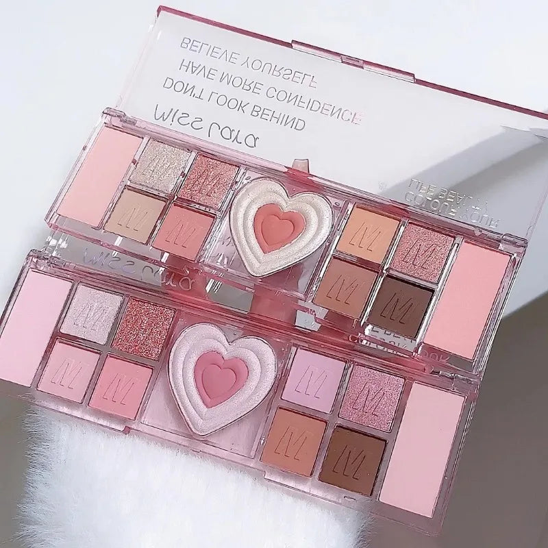 12 Colors Love Highlighting Eyeshadow Blush Palette Multi-purpose Cosmetic Eyes Pigment Powder Makeup Plate Eye Shadow Good Vibrations
