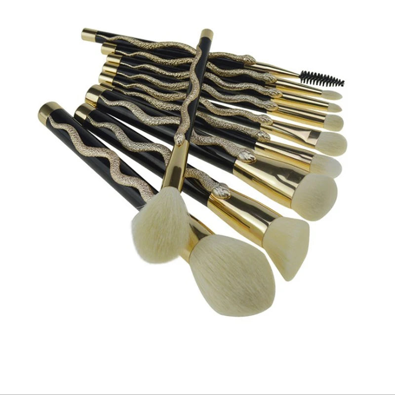 Snake Makeup Brushes Set Concealer Contour Eye Shadow Cosmetics Brushes Blushing powder Blending Brush kit 10pc for make up Good Vibrations