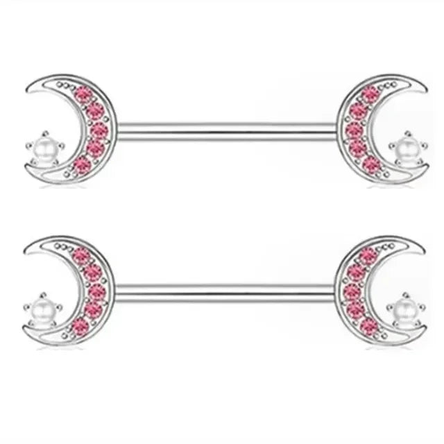 Pink Devil Nipple Piercing Jewelry Set Heart Crystal Nipple Rings Bulk Shiny Butterfly Nipple Barbell Dangle Lot Piercing Pezon