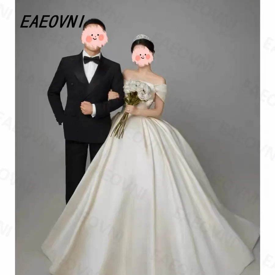 2025 Newest Luxury Niche Design Satin Off The Shoulder Bridal DressHigh-Grade Fabrics Perfect Luxury Court Train Vestidosdenovia