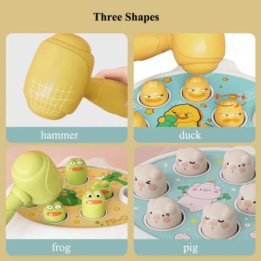 Duck/Frog/Pig Baby Toy Montessori Learning Game Educational Puzzle Gift for 12 24 Months Toddler Boy/Girl with Hammer Good Vibrations